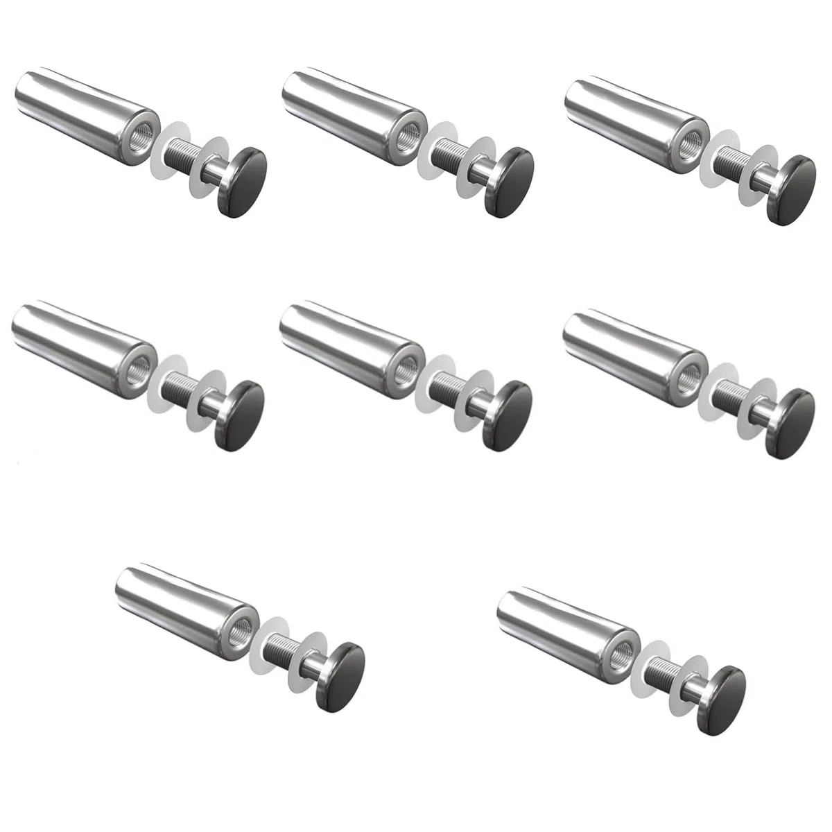 Entretoise de Verre,Entretoise Inox,Supports de Panneaux,Support Vis Publicité,Acier Inoxydable Publicité Vis (19x70 MM - 8 Pièces)