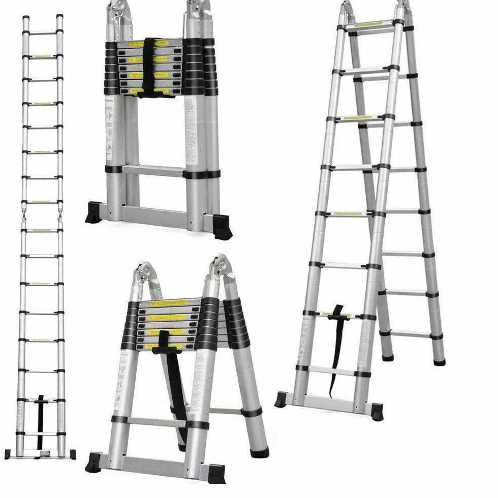 Marchepieds escamotables, échelle Télescopique, Escabeau Telescopique Pliable, Echelle Escamotable en Métal, Charge Max 150 kg (5M (2,5M + 2,5M))