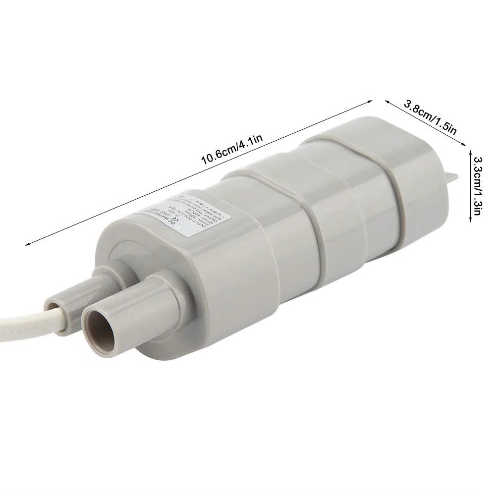 Pompe Submersible DC 12V, 600L/H, Petite Pompe à Eau Immergée pour Aquarium, Étang, Piscine, Jardin, 5m de Levage, 105.9x33.3x38.33mm