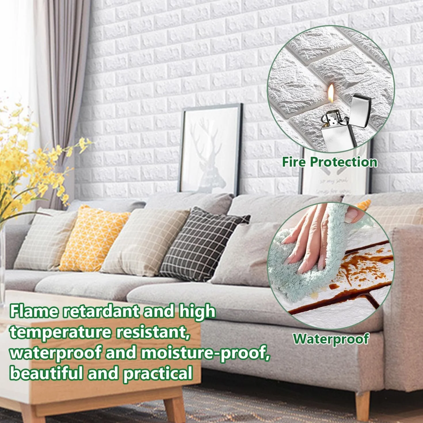 40 pièce Papier Peint 3D Brique Adhesif Mural, 38 X 35 cm Pierre Autocollant Mural, Dalle PVC Adhesive Murale, Panneaux Muraux 3d, Panneau Revetement Mural Decoratif