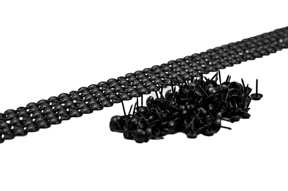 5 bandes de clous tapissier + 100 clous - Lentille Fer - Noir - Ø9,5mm - Clous tapissier en bande