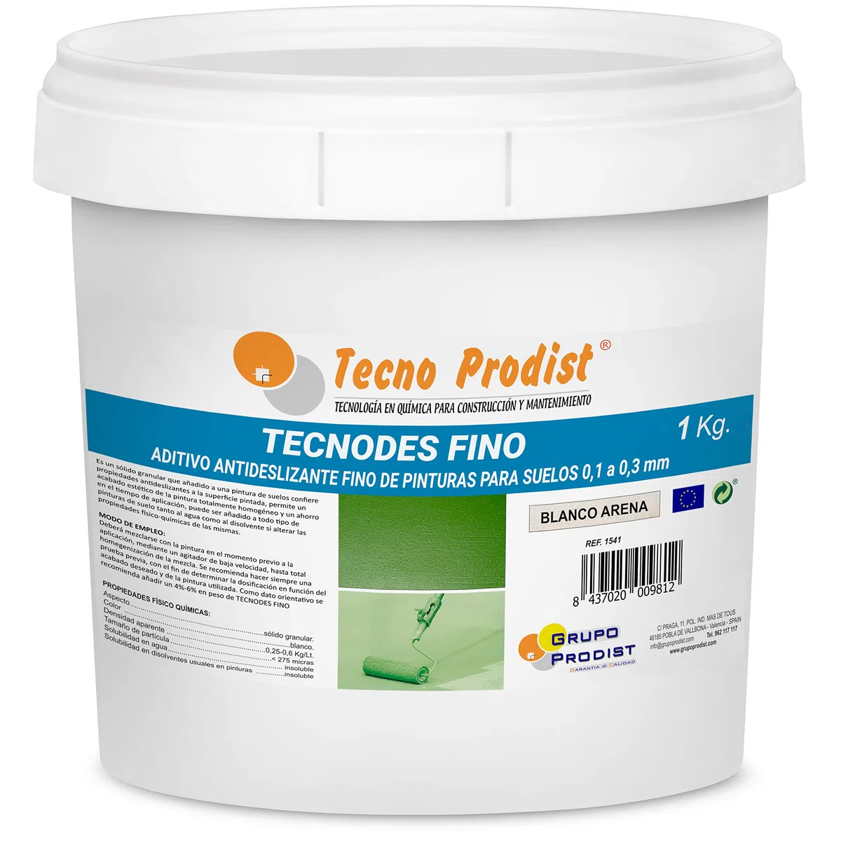 TECHNODES FINO de Tecno Prodist Additif antidérapant en poudre pour peintures de sols, granulométrie 0,1 à 0,3 mm, 1 kg