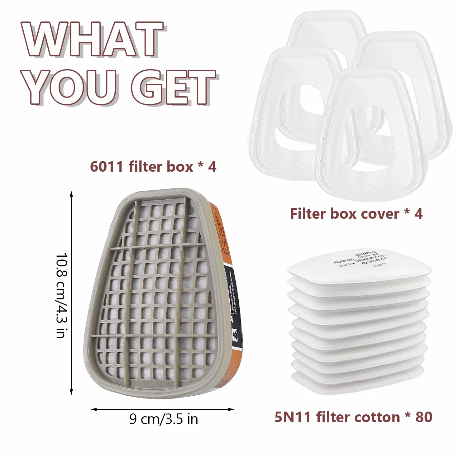 6001 Kit D'Accessoires Filtrant, Filtre pour Respiratoire avec 80 Cotons Filtrants 4 Cartouches Filtrants 4 Couvercles, Compatible 6000/7501/6200/7502/6800, pour Une Protection Faciale Optimale