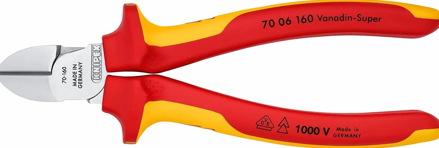 Knipex Pince coupante de côté chromée isolées par gaines bi-matière, certifiées VDE 160 mm, 70 06 160