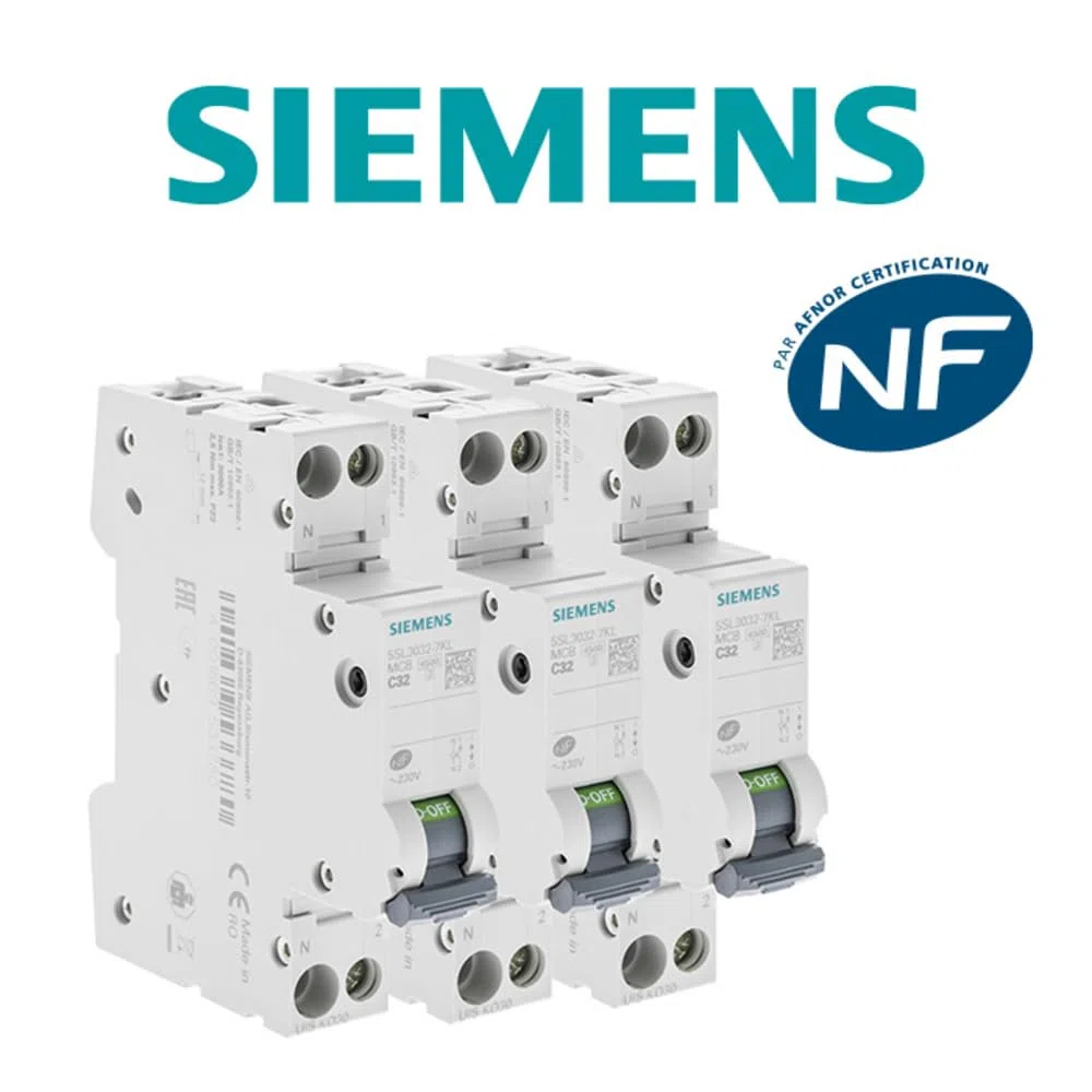 SIEMENS - Lot De 3 Disjoncteurs Électriques Phase + Neutre 32A