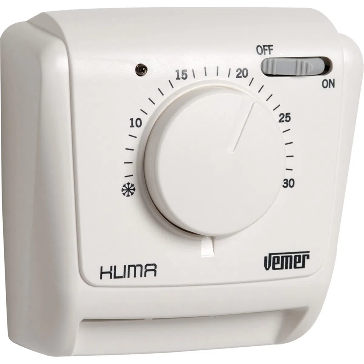 VEMER VE021200 KLIMA SI - Thermostat Mécanique à Membrane de Gaz avec Interrupteur On/Off et voyant Lumineux, Fonction Chauffage/Climatisation, Blanc