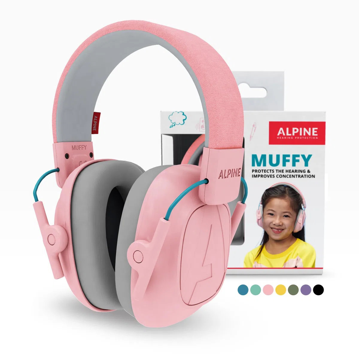 Alpine Muffy Casque Anti-Bruit pour Enfants jusqu’à 16 ans | Protection Auditive Certifiée CE | Réduction du Bruit 25 dB | Produit Sensoriel pour l’Autisme | Confortable et Réglable | Rose