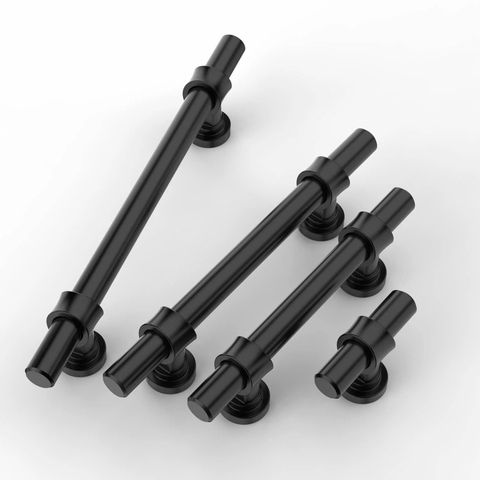 FURNIWARE Lot de 10 poignées de meuble - Distance entre les trous : 96 mm - Pour cuisine, armoire - Pour porte de salle de bain, armoire - Noir mat