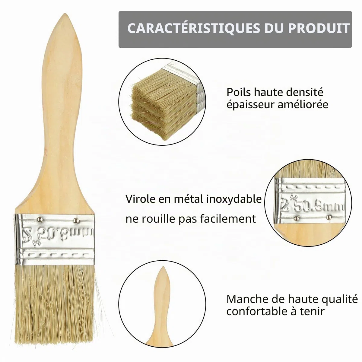 30 PCS Pinceau Plat Professionnel, Lot Pinceaux Peinture 45mm en Fibres PP Haute Qualité, Idéal pour Rénovation Maison, Meubles et Loisirs Créatifs, Finition Lisse