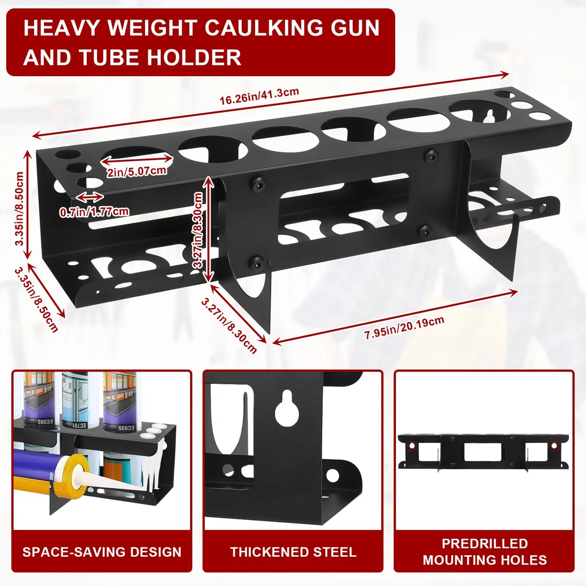 BigKing Étagère de rangement pour cartouches - Support mural pour tubes en silicone et support de pistolet en silicone pour atelier et garage (1)