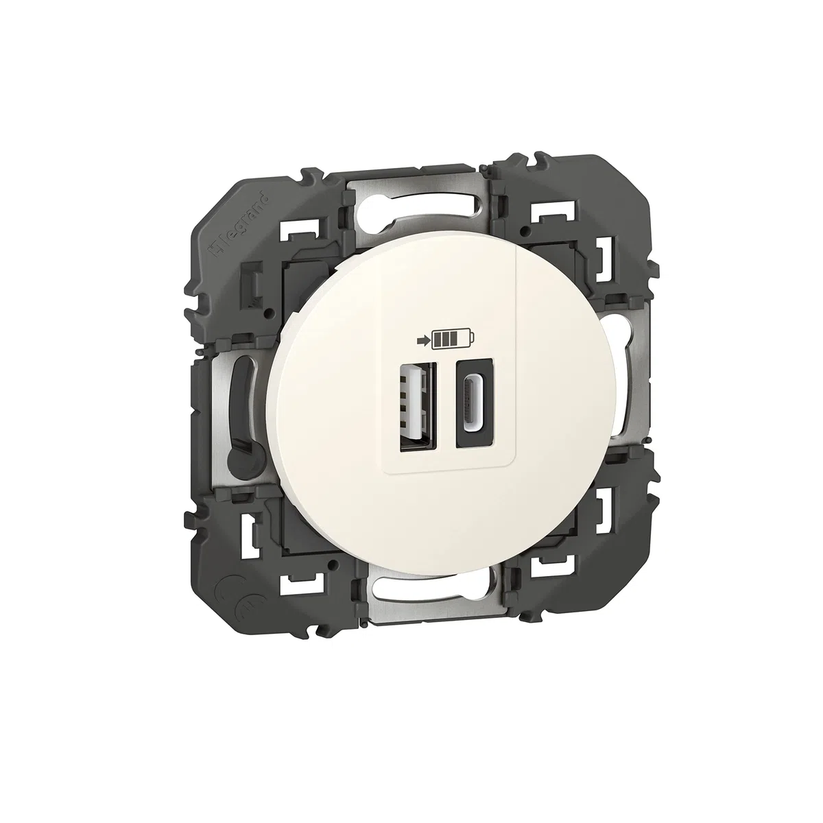 LEGRAND - Prise Double Chargeur USB-A + USB-C 3A/15W dooxie - Conforme Directive CEE - Repiquage sur Prise 2P+T - Blanc