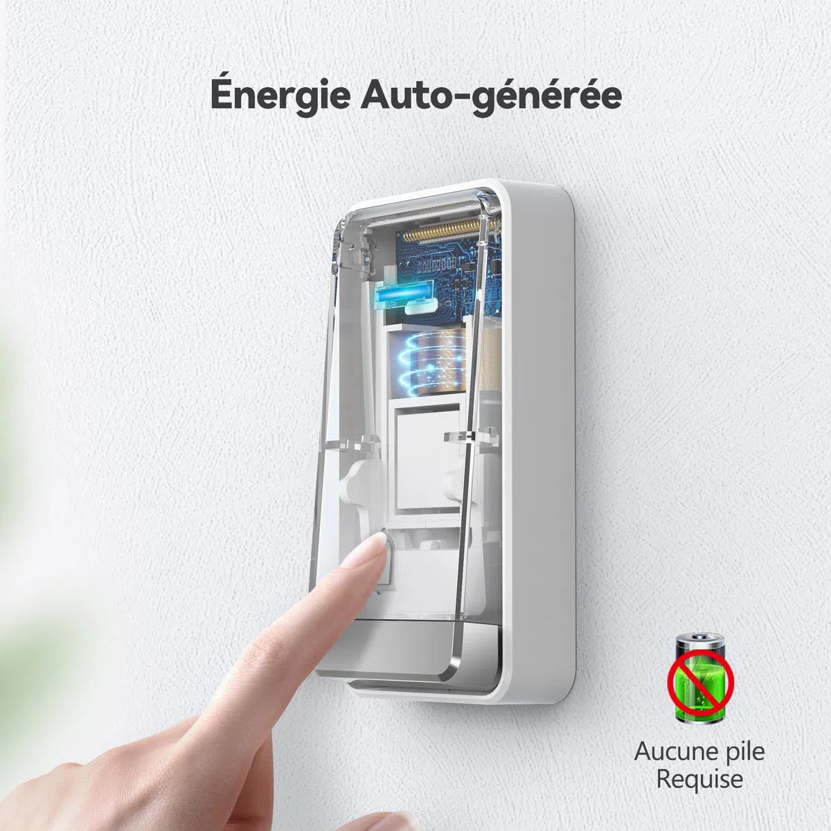 TECKNET Sonnette sans Fil, 400M Sonnette de Porte sans Fil Auto-alimentée, IP65 Étanche Carillon Electronique, Kit de Carillon avec Prises USB Externe et Lumière LED, 60 Mélodies, 5 Niveaux Volumes