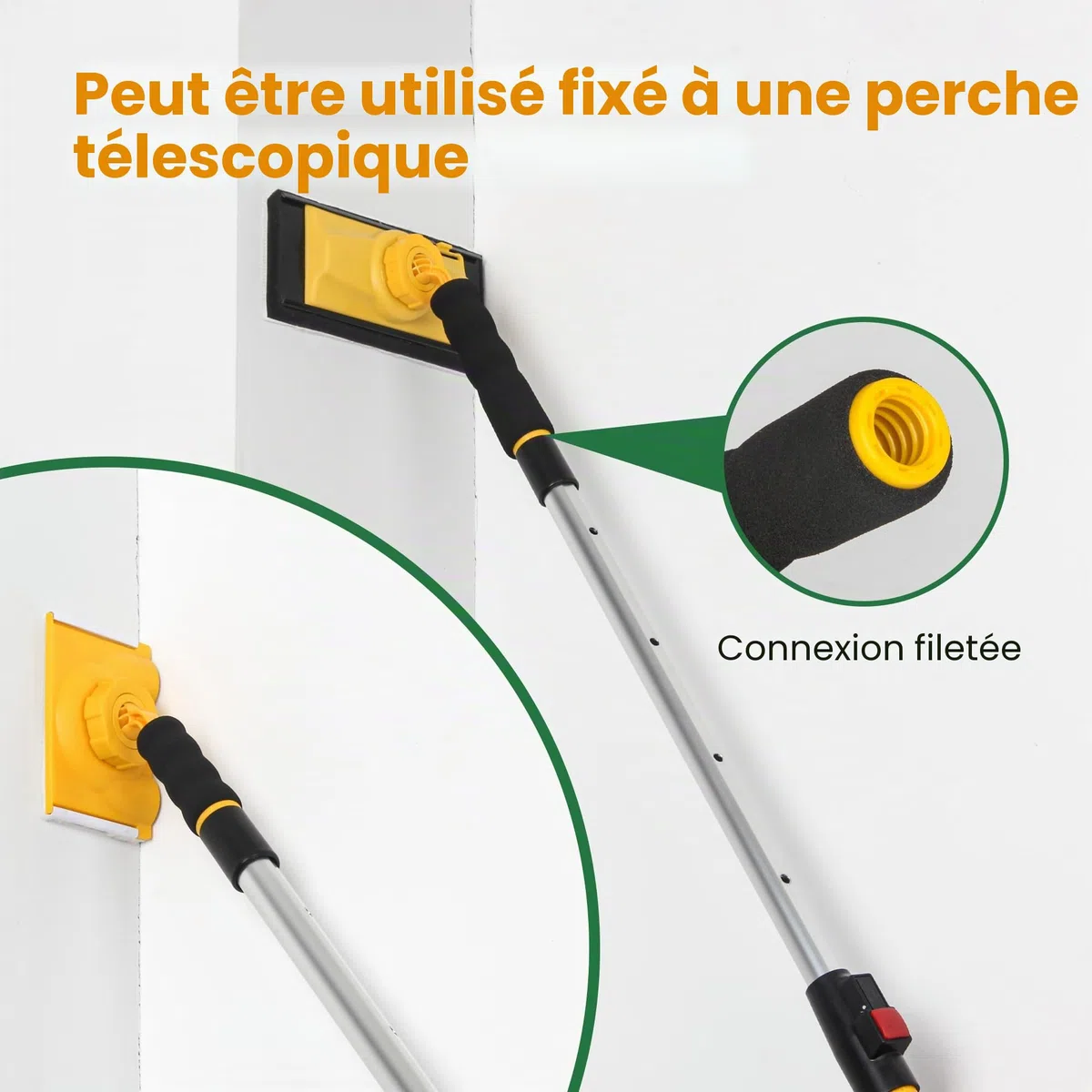 Kit d'outils de coupe-bordures Voomey, ensemble de tampons de peinture de 22,86 cm, kit de 7 pièces de coupe-bordures avec garniture, tampon de retouche, tampon mural d'angle et plafond pour peintre
