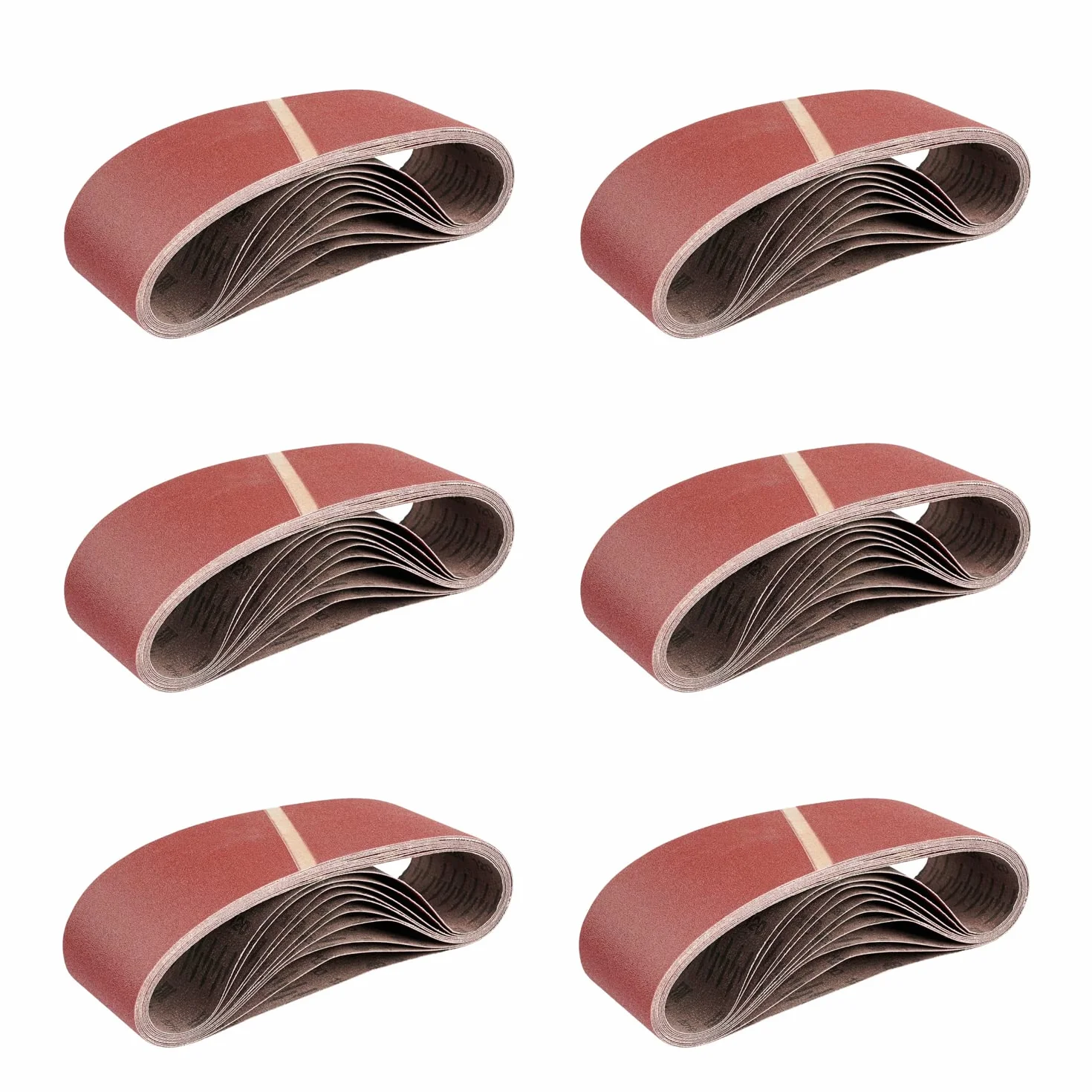 Bandes Abrasives en Tissu │ 20 pièces │ 75 x 533 mm │ Mixpack (4 x grain 40/60/80/120/180 chacun) │ pour ponceuses à bande │ Papier Abrasif │ Ensemble de Bandes Abrasives