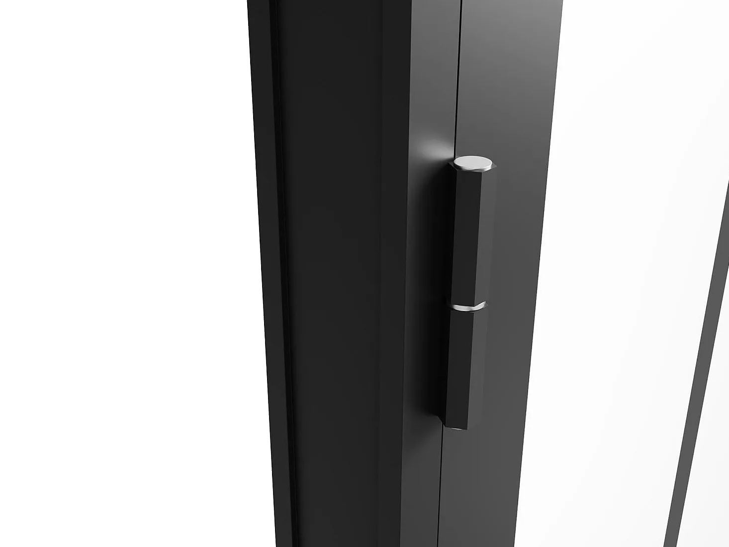 Vente-unique - Bloc porte réversible en aluminium et verre trempé style atelier - H204 x L73 cm - Noir - ERMELO