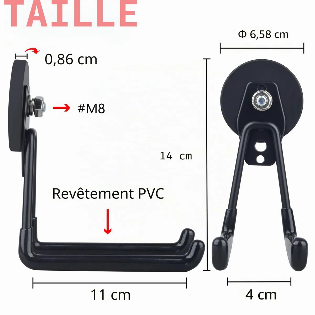 MUTUACTOR Lot de 2 grands crochets de garage magnétiques robustes - Fixation magnétique - Pour garage - Outils de jardin, tuyau, boîte à outils, planche en acier, atelier