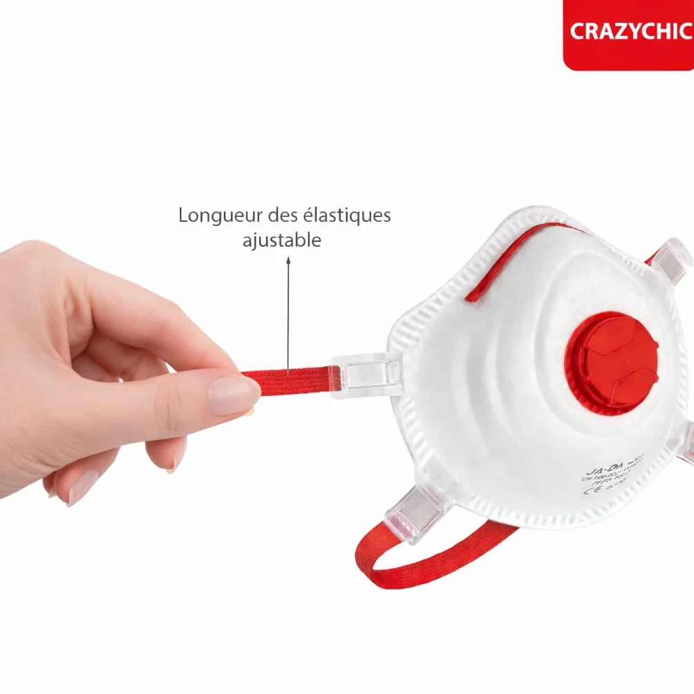 CRAZYCHIC - Masque FFP3 NR D - Masque Coque Anti Poussière avec Valve Norme CE EN149 - Protection Respiratoire Pollution Fumée - Masque Travaux Peinture Chantier Industrie Chimie
