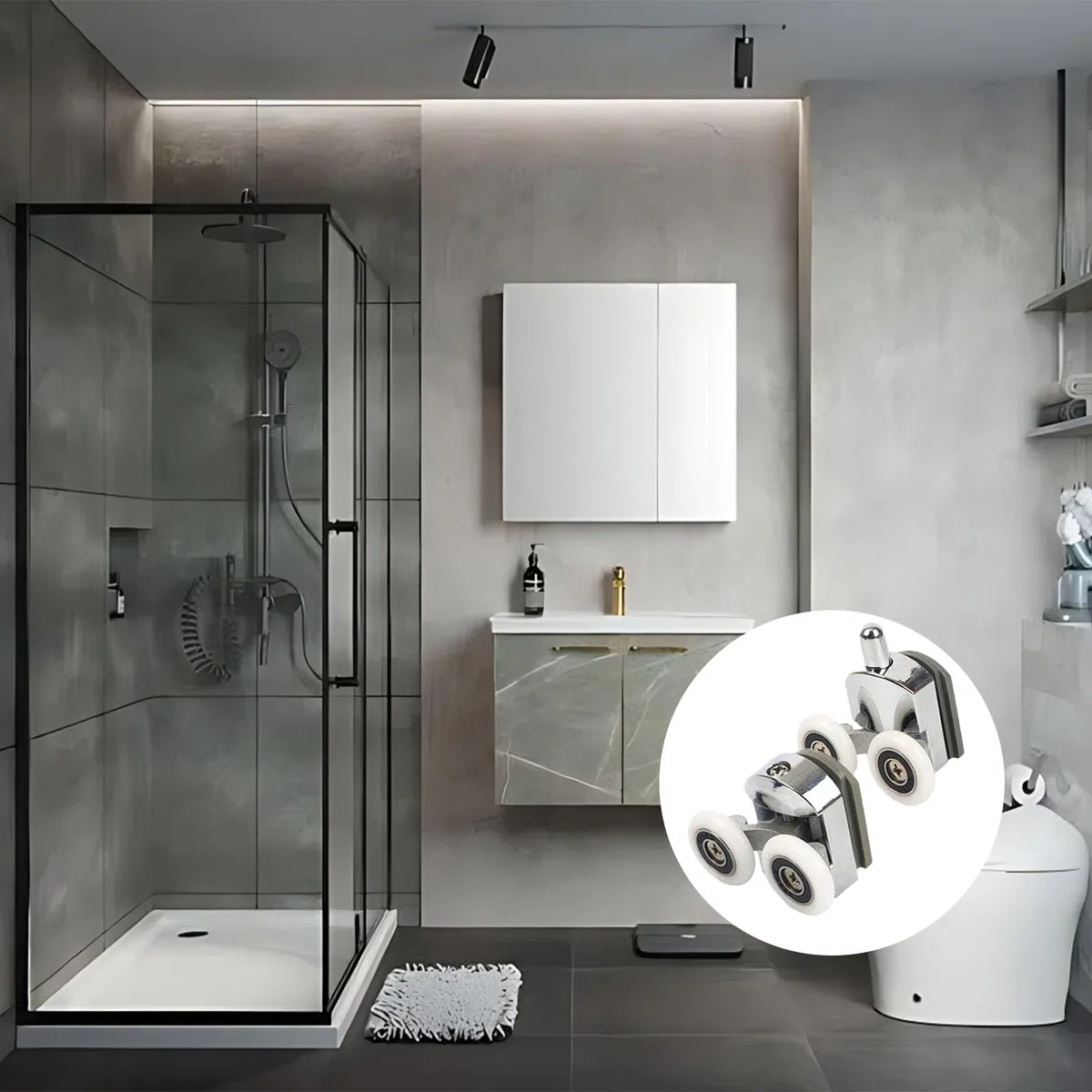 Roulettes de porte de douche, Roulettes de porte de douche 23mm Roulettes de curseur Poulies 8PCS Diamètre de la porte de douche Haut Bas Pièces de rechange de salle de bain