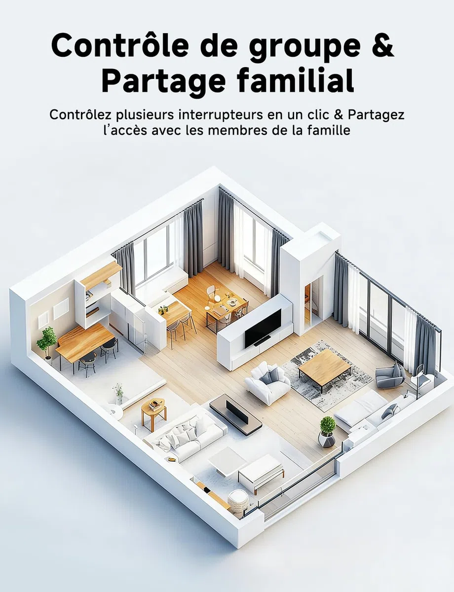 Interrupteur Connecté WiFi Volet Roulant Tactile [Fil Neutre] | Interrupteur Intelligent Mural Pour Rideau Compatible Alexa, Google Home, Commande Vocale, Minuterie & Partage, 1 Pack