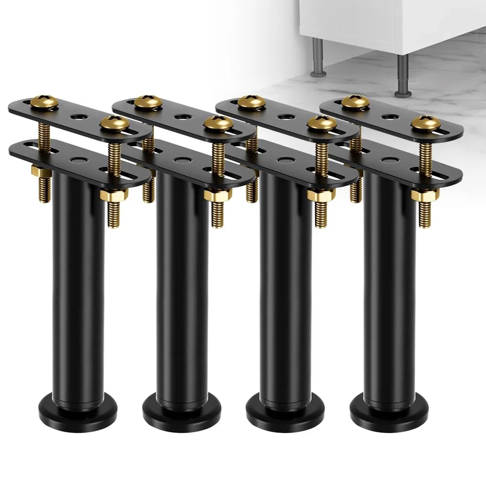 Lot de 4 Pieds de lit réglables en Hauteur de 15 à 25 cm - Pieds de Support Moyens Robustes pour Cadre de lit - Kit de renforcement pour sommier à Lattes