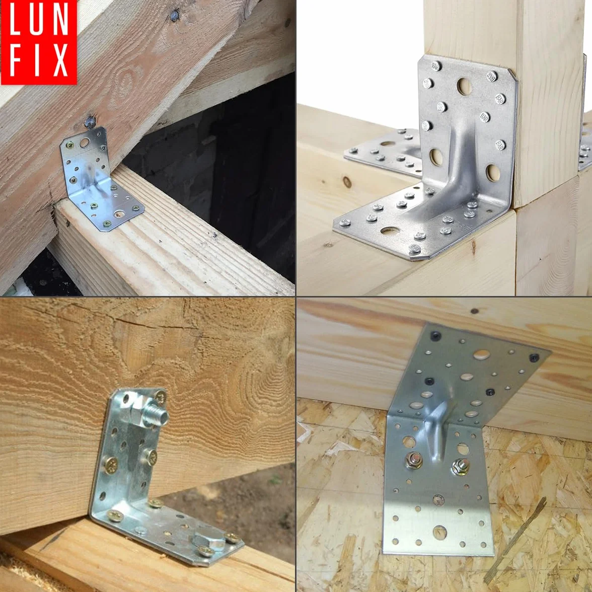 50 Equerre metal renforcées 90x90x65x1,5 mm, connecteurs bois galvanisés avec nervure, équerre support d'angle droit perforée pour menuiserie, fixation meuble, clôture, construction bois