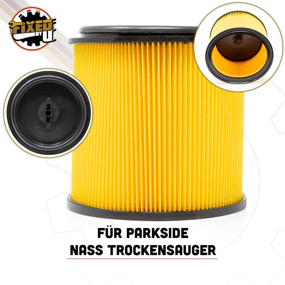 Cartouche filtrante de rechange avec couvercle à baïonnette - Compatible avec les aspirateurs Parkside PNTS 23E, 1250, 1300, 1400, 1500 A1, B1, B2, B3, C1, C3, C4, D1, D3, E2, E4, F2, F5