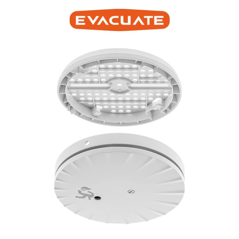 Evacuate - Détecteur De Fumée NF Slim avec Support Multi 10 Ans Garantie