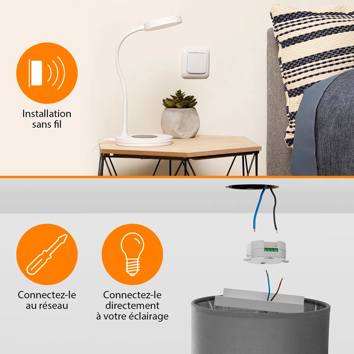 Smartwares Kit domotique Interrupteur sans Fil Plug & Connect - pour Chambre à Coucher - 3 Interrupteurs Simples et 1 Module encastrable - SH4-99567