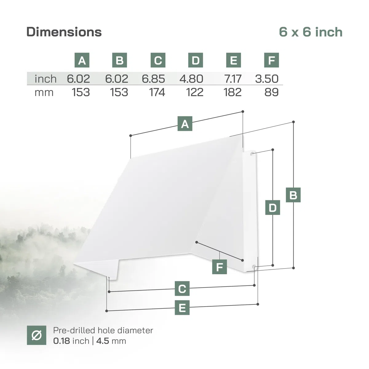Vent Systems 15,24 x 15,24 cm Déflecteur de Ventilation en Acier Galvanisé Blanc – Déflecteur de Ventilation pour Sèche-Linge Mural et Climatisation – Protection d’Évacuation Extérieure pour