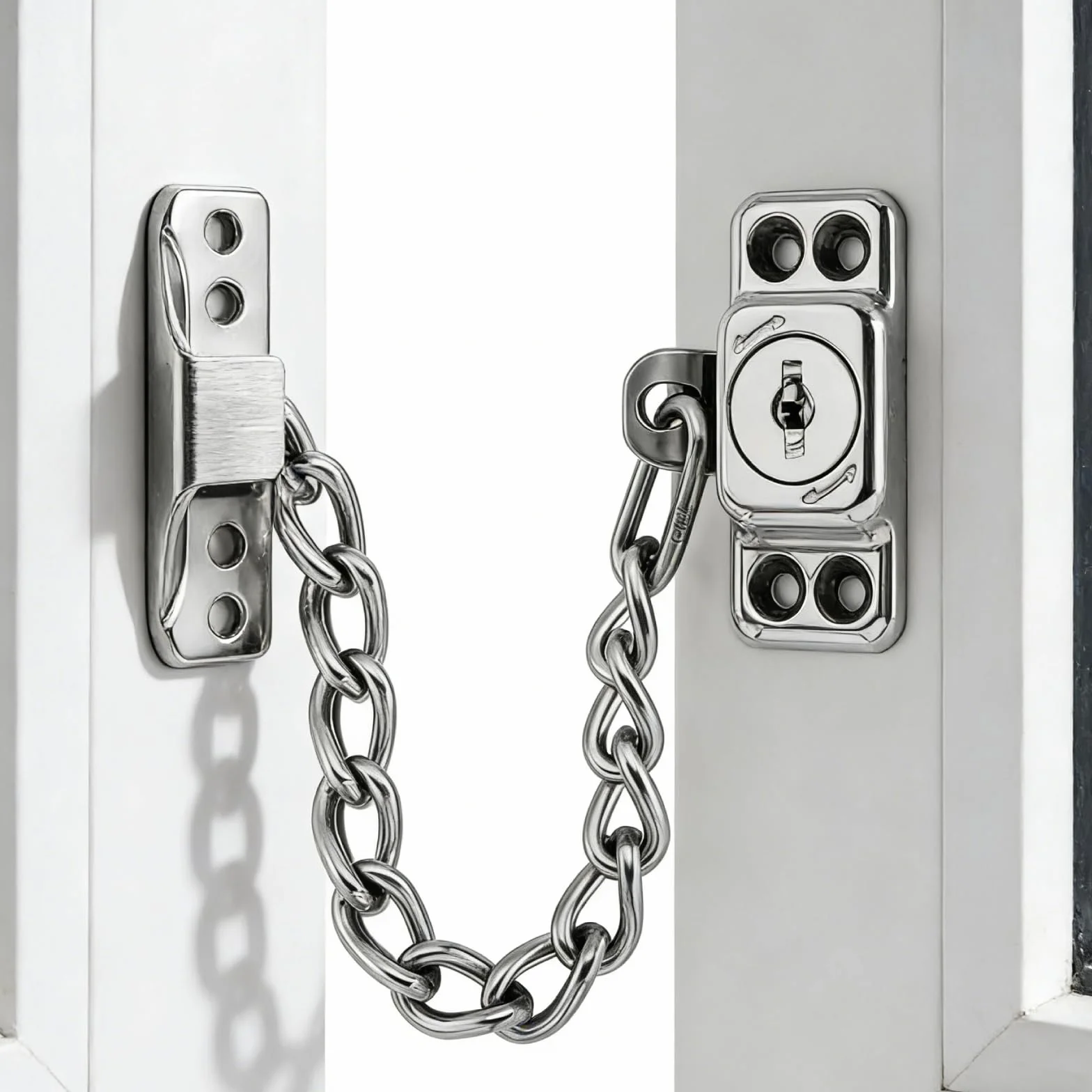 Securite Fenetre Enfant Avec Percage, Chaine De SéCurité De Fenetre Et Porte Avec Clef, Verrouillable Entrebailleur Fenetre Et Porte De Style ChaîNe Bloque Pour La SéCurité Des Enfants Et Des Animaux