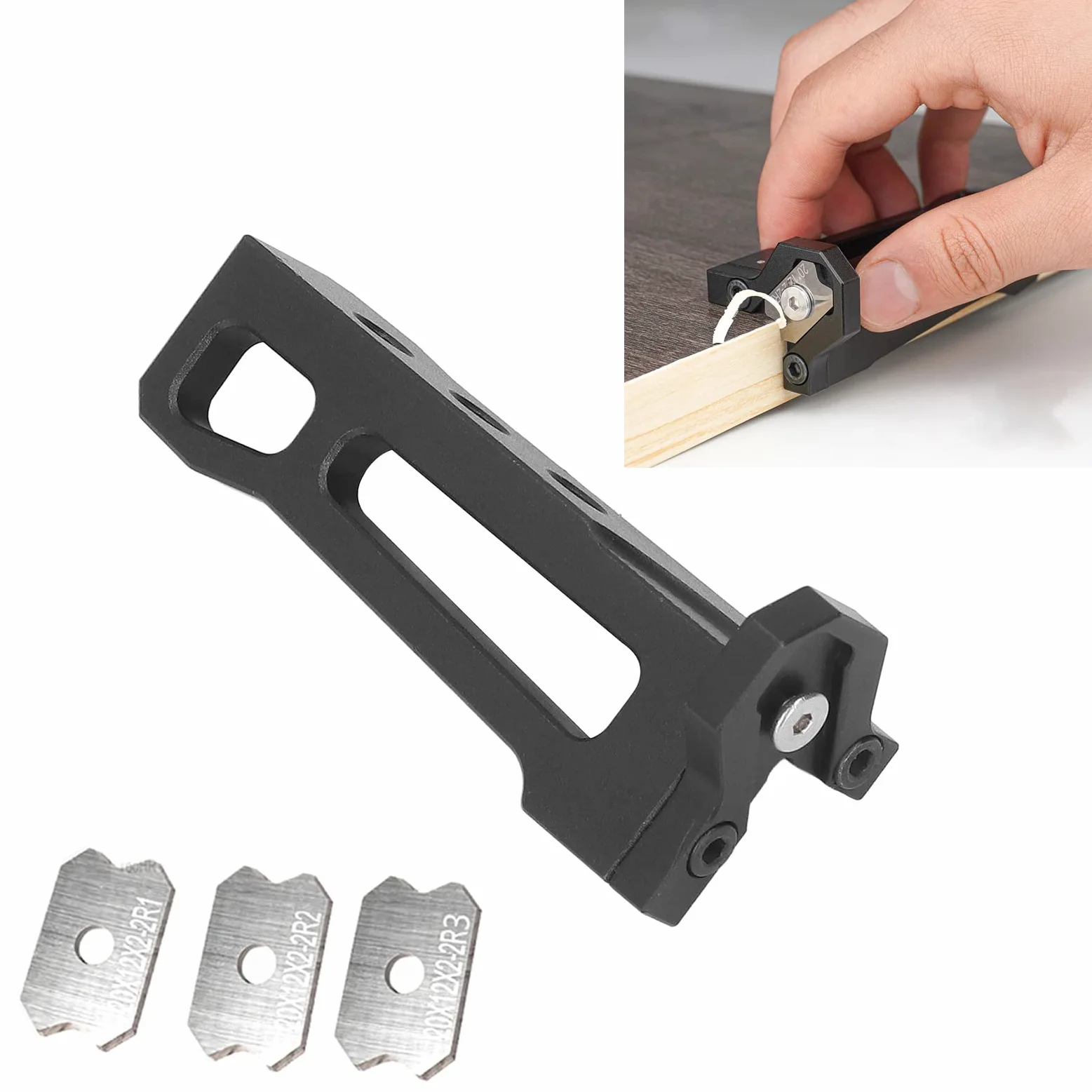 Coupe-Bordure, Mini Coupe-Bande De Chant En Alliage D'Aluminium, Rabot à Main Pour Le Travail Du Bois Avec Lames En Acier Au TungstèNe R1 R2 R3, Outil De Coupe Manuel Pour Le Travail Du Bois