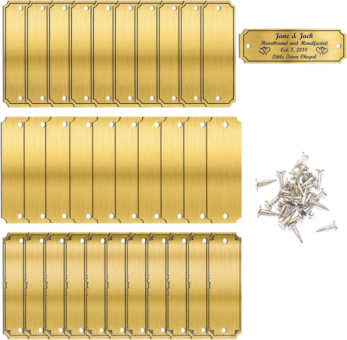 Laiton Plaque Nom Personnalisée, 30 Pièces 3"x 1" Plaque Gravée Pour Nom Et Numéro Pour Trophée, Prix, Cadres Photo, Cadeaux, Gravure Laser Plaque Laiton Avec Vis Pour Porte, Boite Aux Lettres