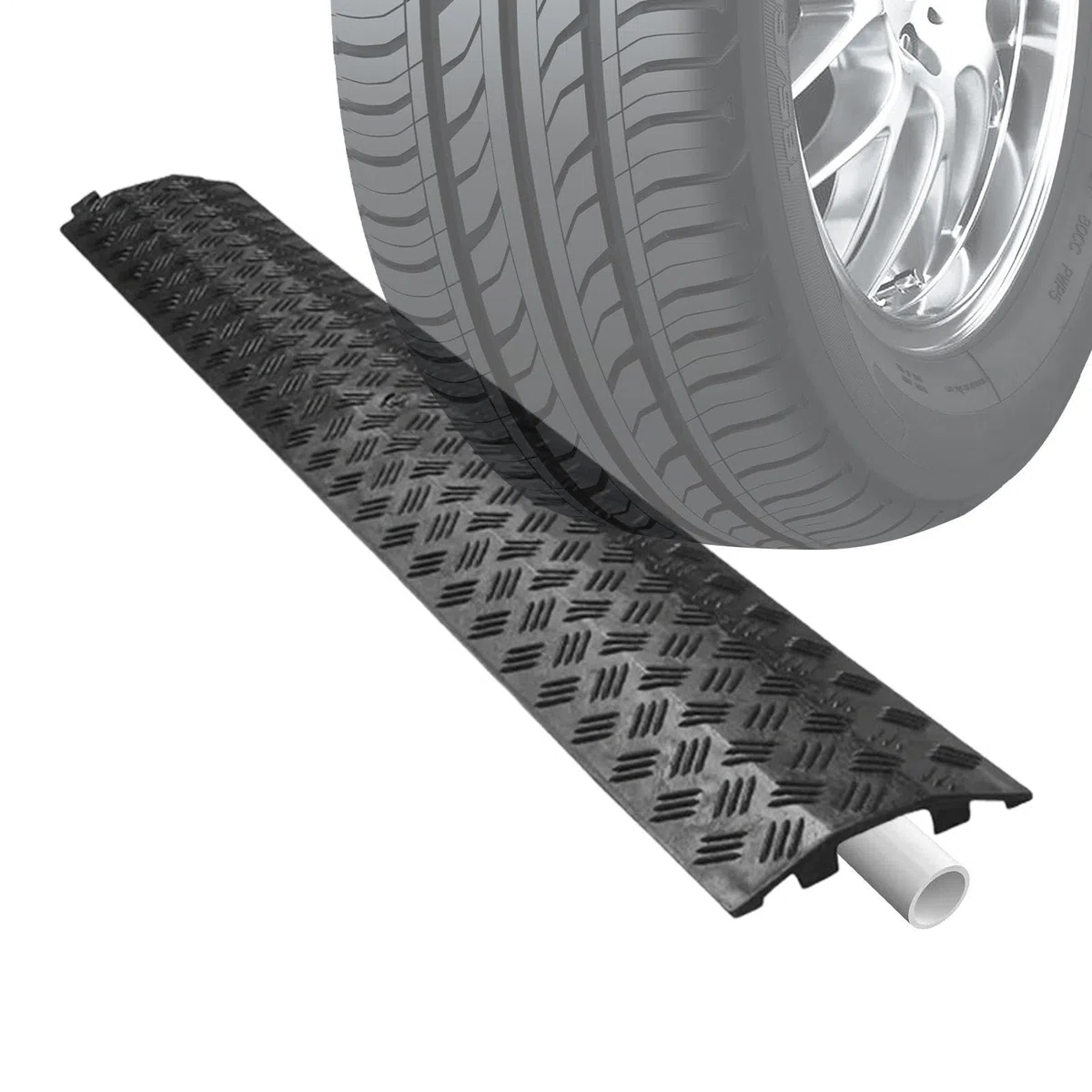 Protecteur De Tuyau pour Voie- 2 Pieces 100 Cm Couvercle De Rallonge des Lignes Électriques - Dos-D'Âne De Circulation Passage Protégé - pour, Trottoir, Garage, Jardin, Bureau, Hôtel