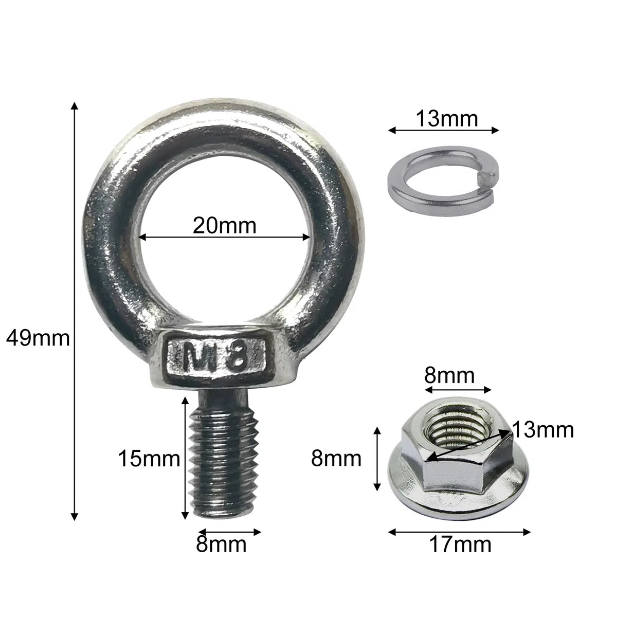 Lot de 6 serre-joints en C en acier inoxydable - Petite pince en C - Plage de serrage réglable de 20 à 50 mm - Ouvertures de mâchoire en C de 55 mm avec vis à anneau M8 M10 pour le travail du
