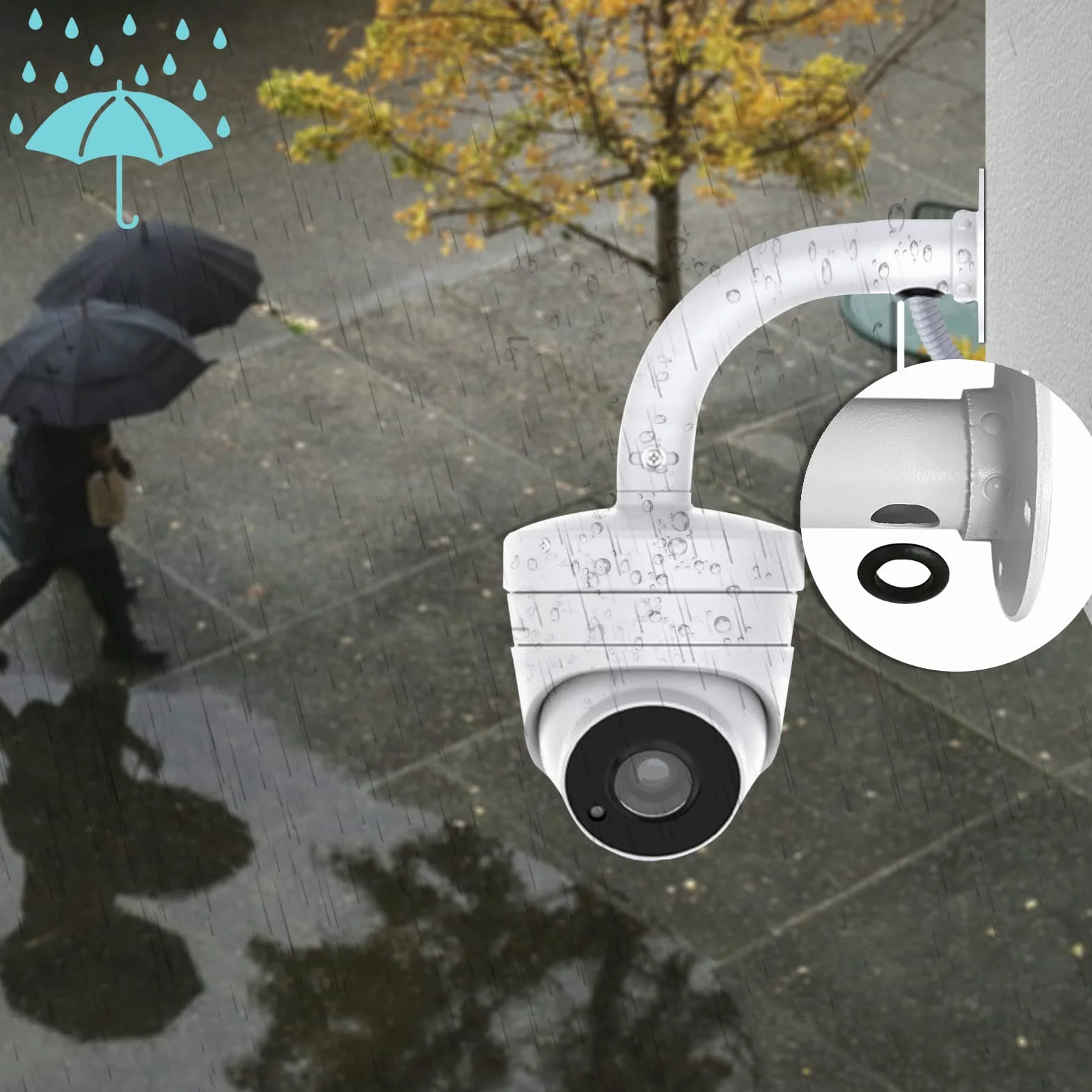 WiTi Support montage mural pour caméras dôme IP CCTV, boîte jonction gestion des câbles Support montage universel sur poteau Systèmes surveillance sécurité, Base solide métal Revêtement en poudre
