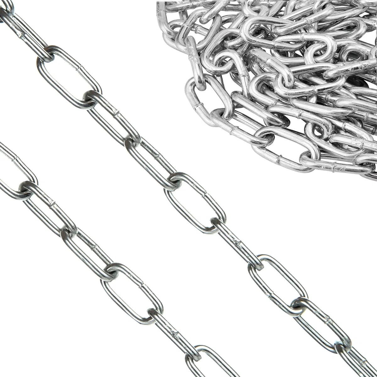 MIVIDE 2 Pièces 3 MM Chaîne en Acier Inoxydable 5 M, Chaîne Acier Inoxydable 304 Solide et Robuste pour Suspendre la Clôture, Promener le Chien, se balancer(10m)