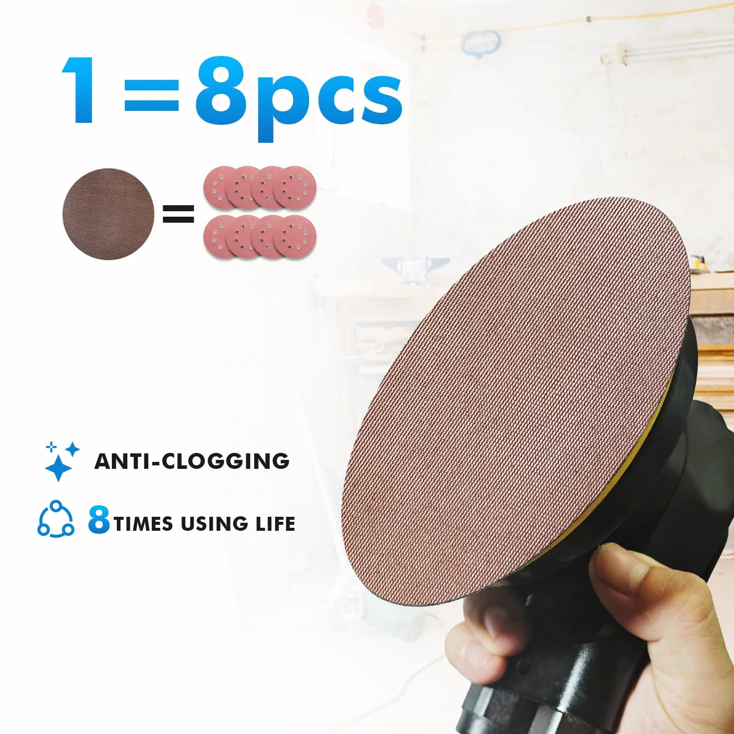 50 pièces Disque Abrasif 150mm Maille Disque de Poncage Autoagrippant Grain P60 P80 P120 P180 P240 Pour Bois, Mastic, Peinture, Ponceuse Excentrique