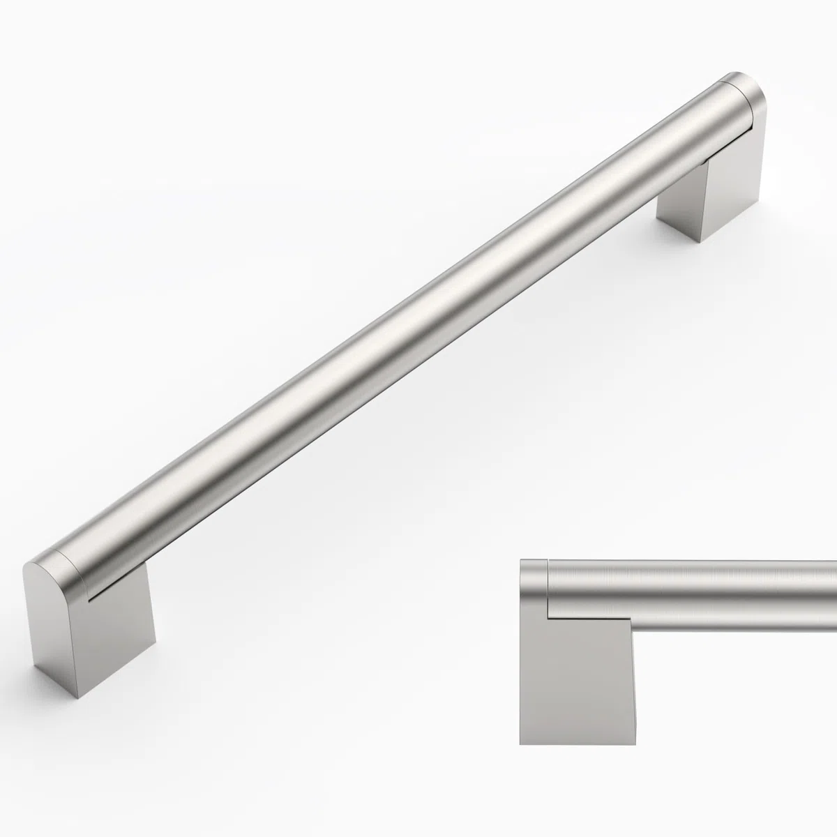 Amerdeco 10 Pièces de Meuble Cuisine Acier Inoxydable Nickel Brossé Entraxe 192mm pour Porte d'armoire Poignées de Porte de Cuisine UK0038