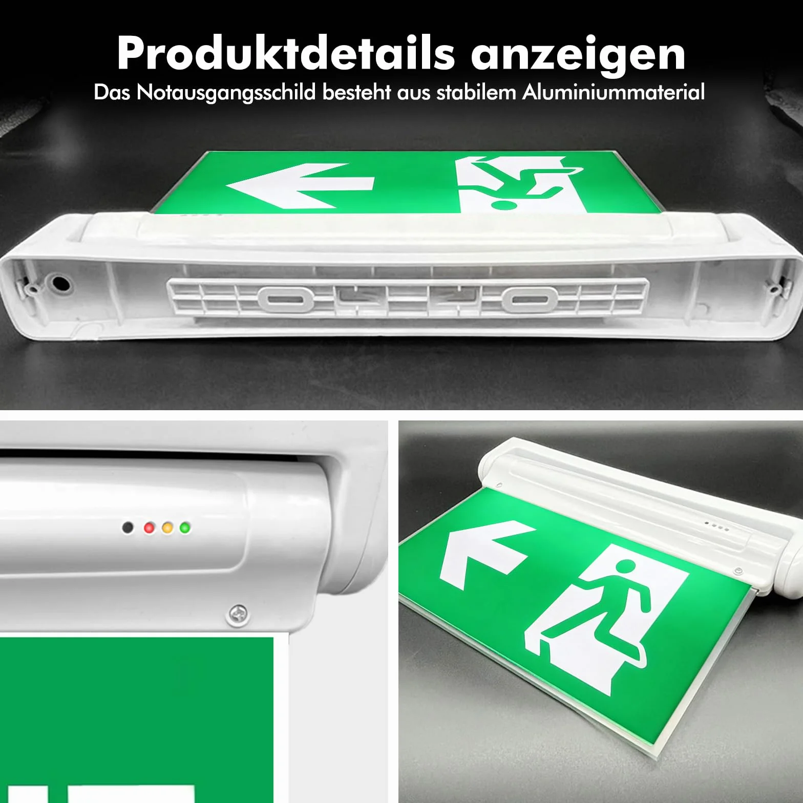 Panneaux de sortie de secours LED photoluminescents, éclairage de sécurité avec batterie 3h, 6 panneaux de sortie, longue durée lumineuse, signalisation issue de secours, chemin de fuite LED droite