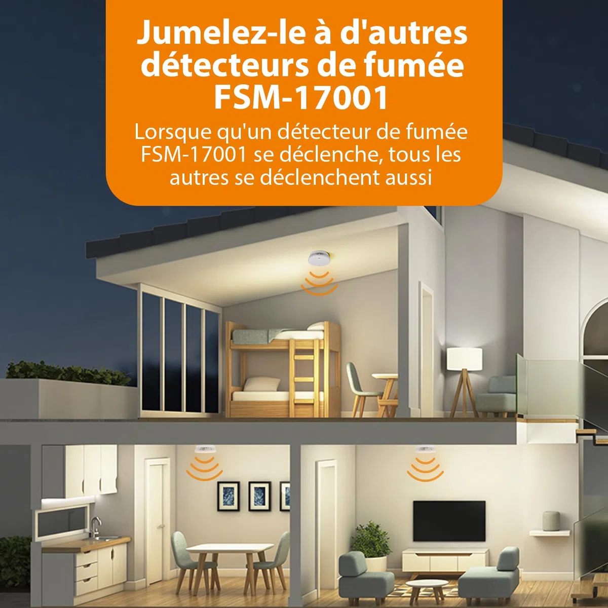 Smartwares détecteur de fumée interconnectable - Jumelez jusqu'à 24 détecteurs - Pile 10 Ans Non remplaçable - Détection Rapide et fiable - 85 DB -FSM-17001