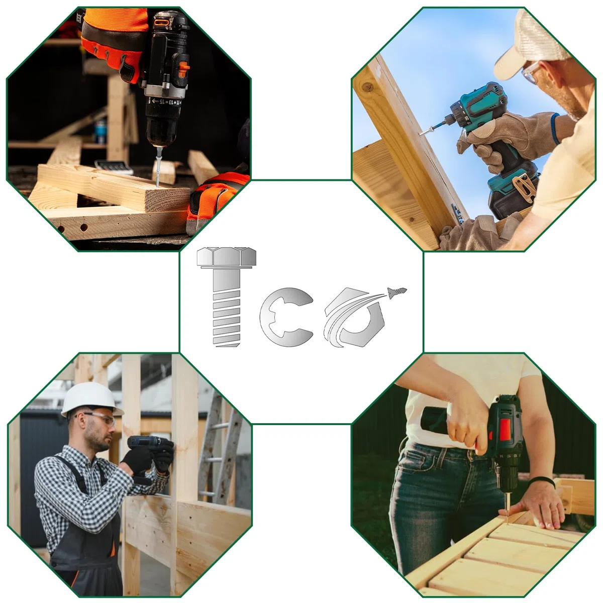 TCO - Vis pour terrasse 5x50 acier inoxydable A2-200 vis pour planches + 1 embouts T25 - Idéales pour Extérieur (construction de terrasses & en bois de construction, abris de jardin etc.)
