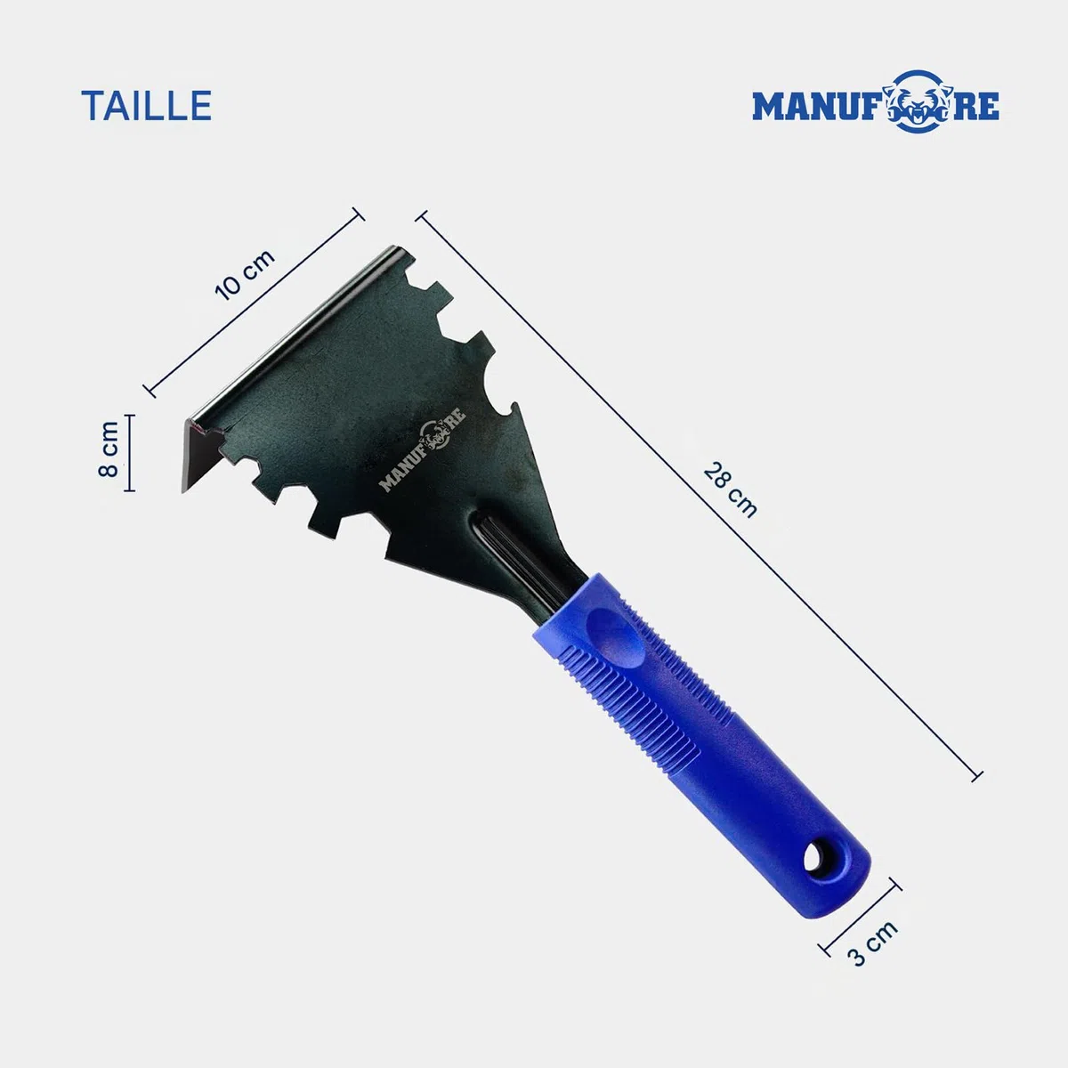 MANUFORE Arrache-moulure/Pied de biche multifonction – Outil de démolition pour plinthes, planchers en bois, cadres de porte et carreaux (Bleu)