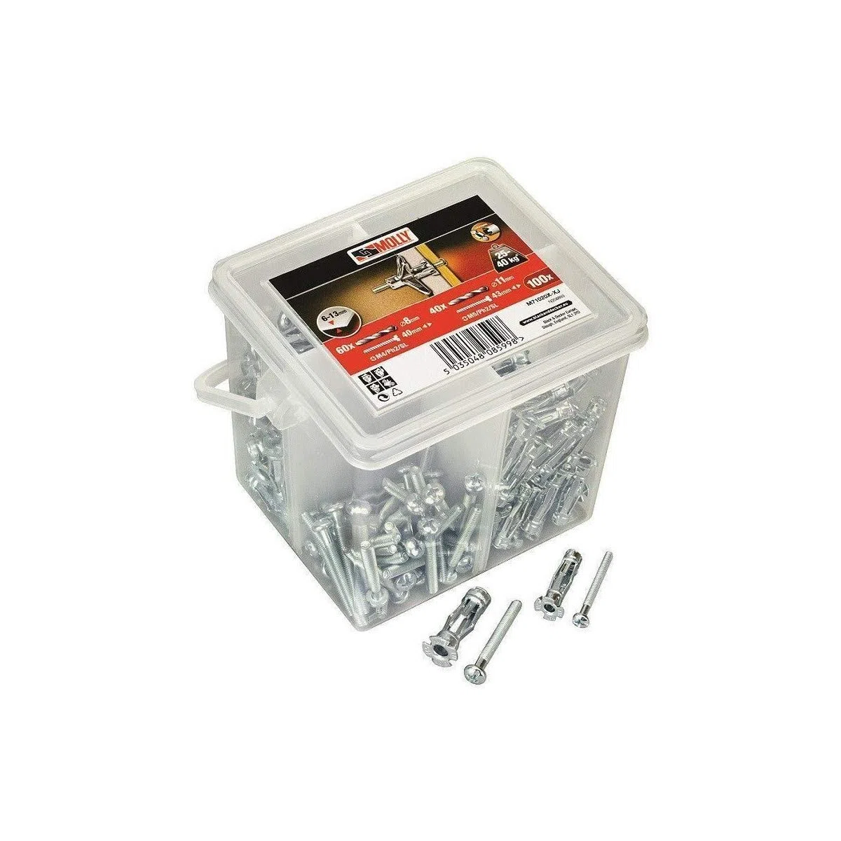 Molly M71020X-XJ Seau de 100 Chevilles, Gris