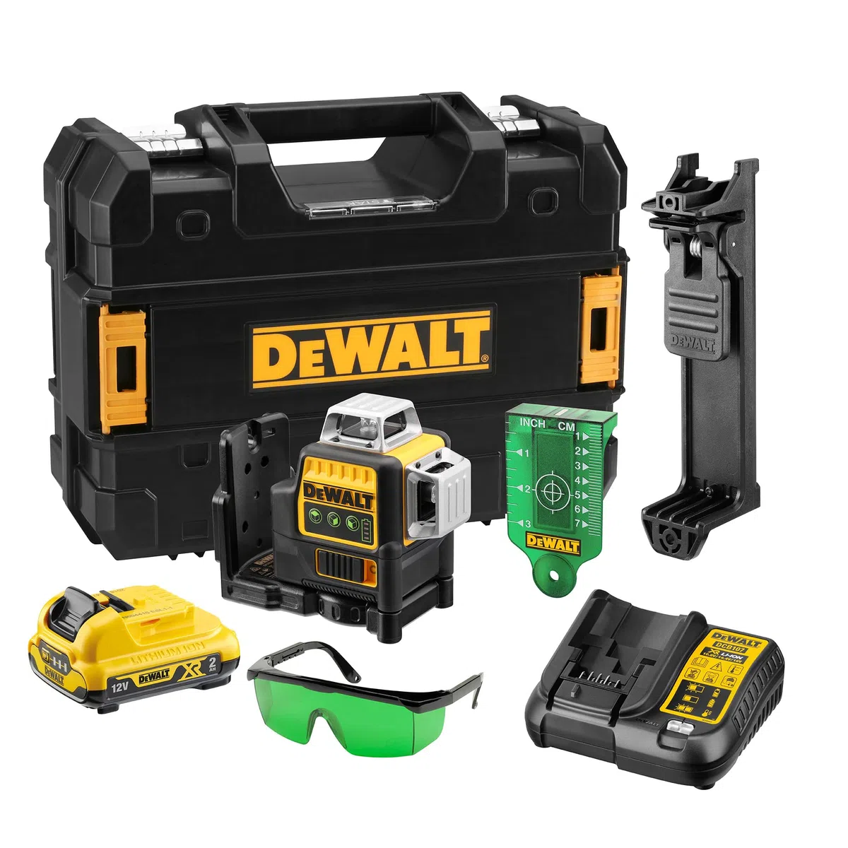 DEWALT - Laser en croix vert XR 12V 3x360°, avec 1x batterie 2Ah, DCE089D1G-QW