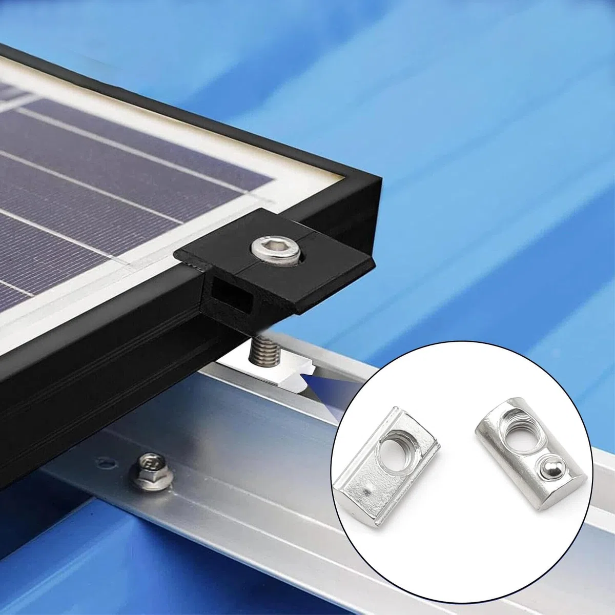LINTRA 50 Pièces Écrous M5 Rainure 6 en T avec Bille de Centrage, 20-Série M5 Écrosu Rainure, Écrou Profilé Aluminium, Écrou en T Ressort, pour 3D CNC à Profil en C en Aluminium, Norme Européenne