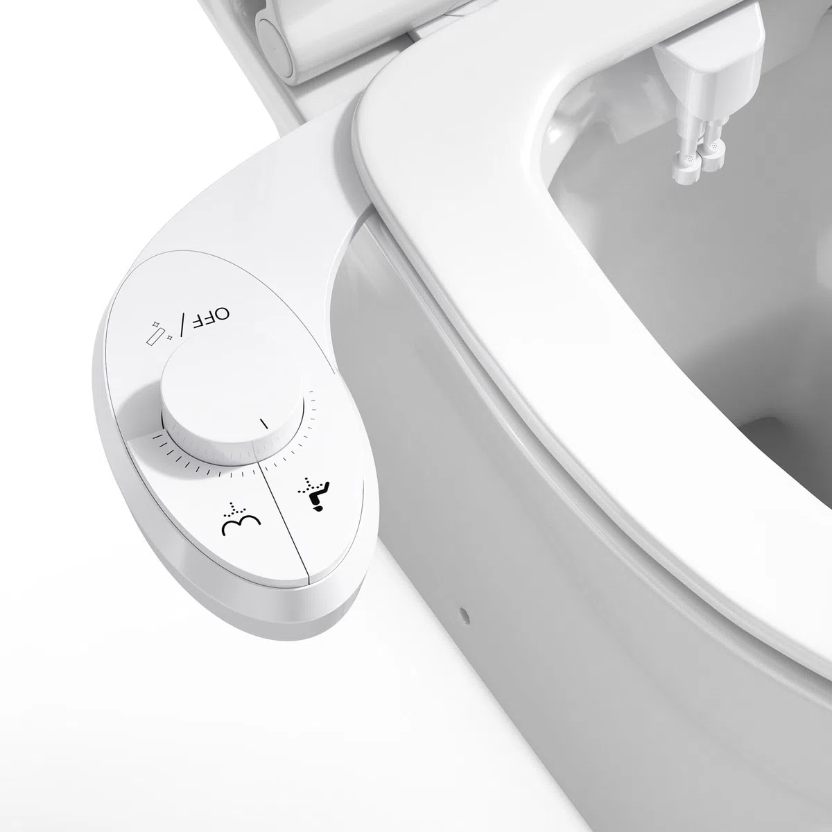 Pulvérisateur Bidet non électrique, Bouton poussoir réglable Toilette Japonaise pour eau froid de toilette bidet Abattant WC Alle De Bain avec Double Buses rétractables autonettoyantes