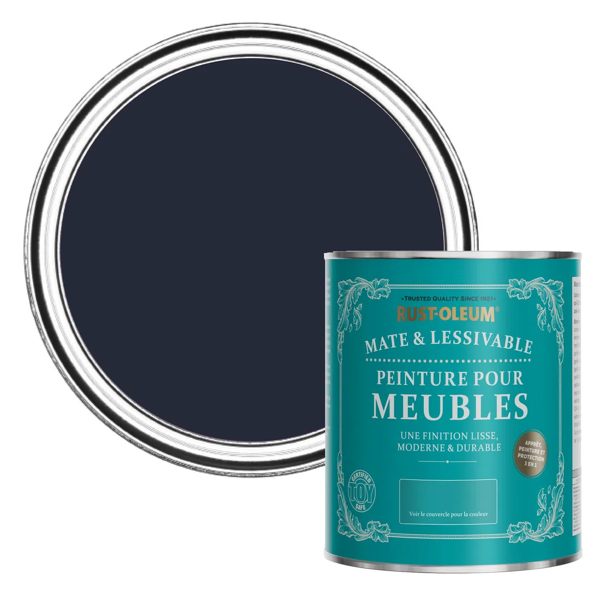 Rust-Oleum Peinture Bleu Marine Mate & Lessivable pour Meubles, Finition Mate - Odyssée 750ml