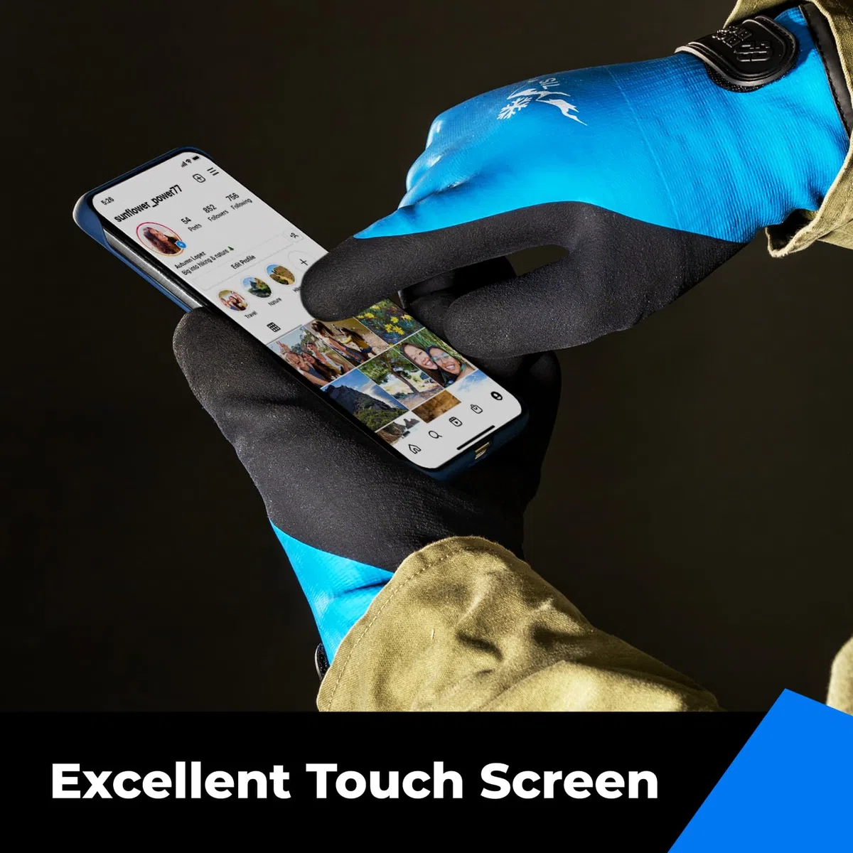 toolant Gants de travail 100% étanches pour hommes et femmes, gants de travail d'hiver pour temps froid, écran tactile, gants thermiques chauds, bleus, taille XL