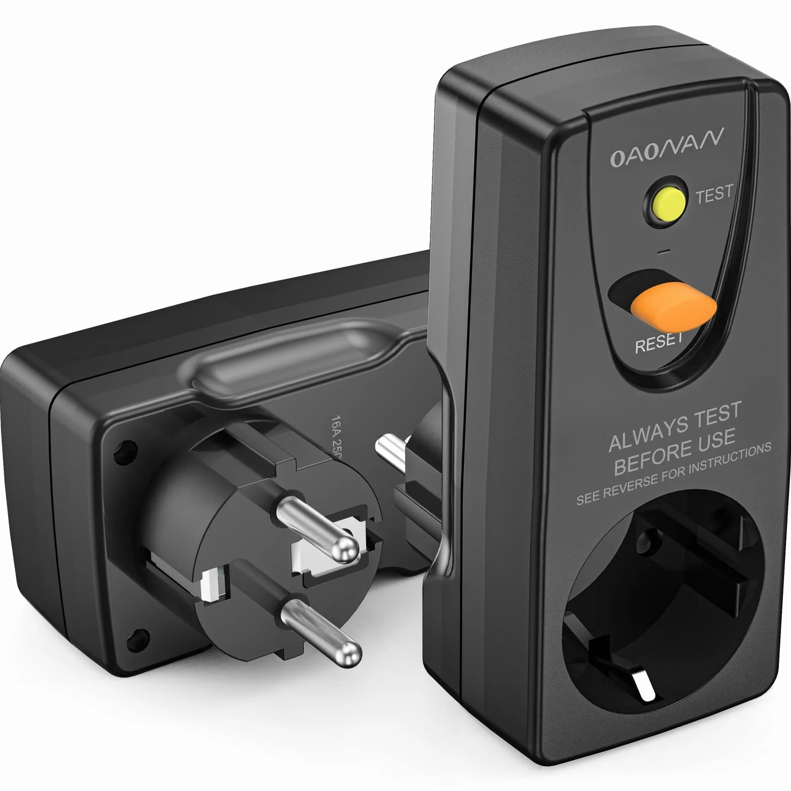 Disjoncteurs Adaptateur RCD de sécurité 16 AMP RCD Plug pour Appareils Ménagers et Outils - Noir