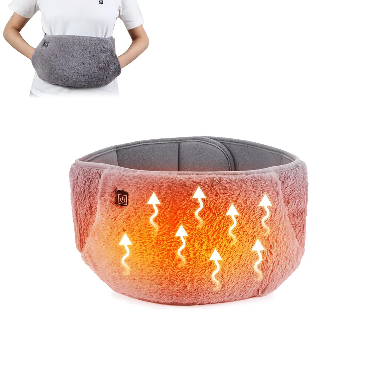 Ceinture Chauffante Electrique, Ceinture Chauffante Lombaire avec poches pour les mains, contrôle de la température à trois niveaux pour les douleurs au dos, à l'abdomen et à la taille